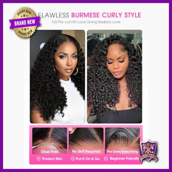 Human Hair Wig 20 Inch Glueless HD Lace Pre Cut Pre Plucked 180% Density main image 4